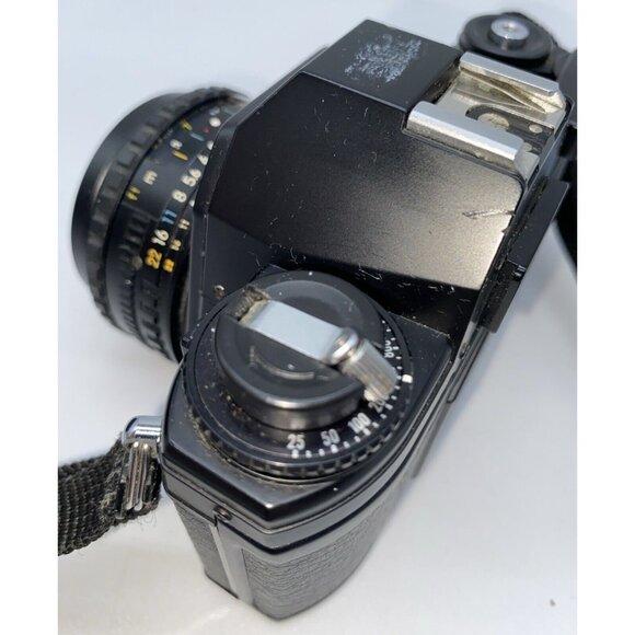 NIKON EM 35mm SLR Film Camera Series E 50mm 1:1.8 Lens Case Strap Untested - Picture 7 of 16